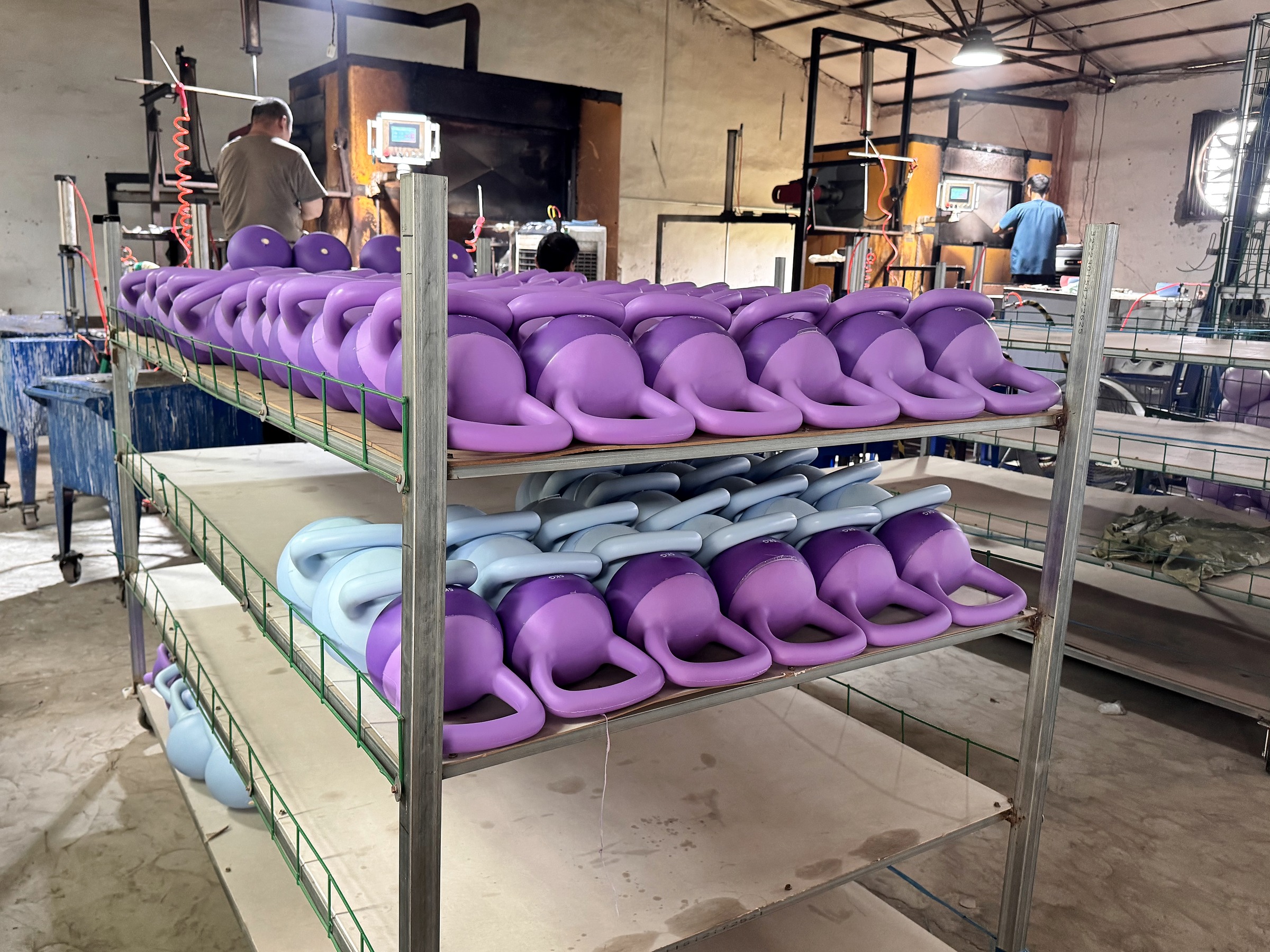 PVC soft kettlebell shells in batch production at WENKU SPORTS